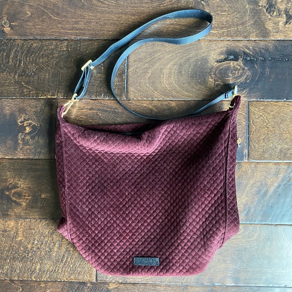 Vera Bradley Velvet Carson Quilted Hobo Bag Wine